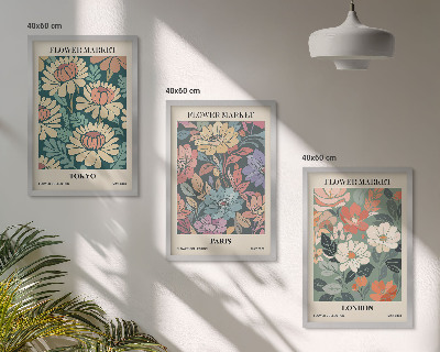 Set tablouri pentru dormitor Postere cu flori Tokyo Paris Londra