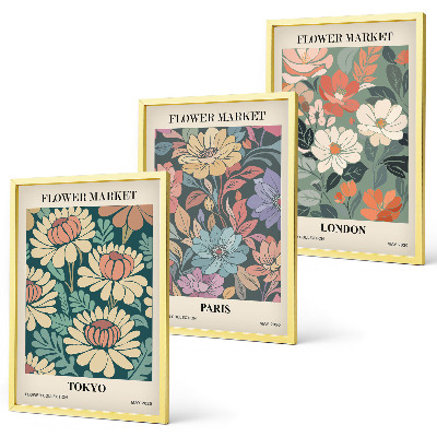 Set tablouri pentru dormitor Postere cu flori Tokyo Paris Londra