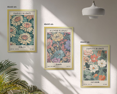 Set tablouri pentru dormitor Postere cu flori Tokyo Paris Londra