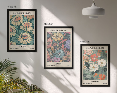 Set tablouri pentru dormitor Postere cu flori Tokyo Paris Londra