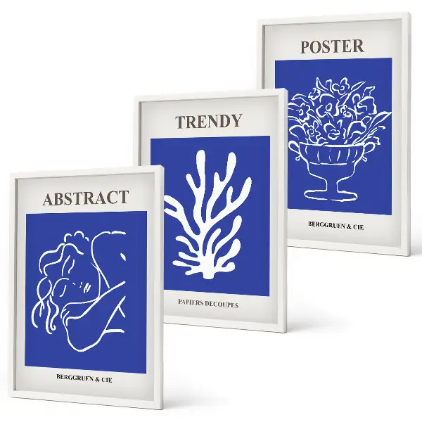 Set de tablouri decorative postere cu design elegant în nuanțe de albastru
