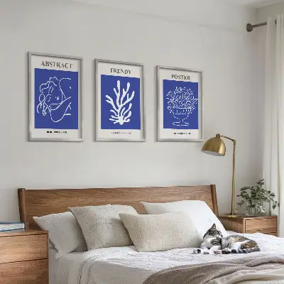 Set de tablouri decorative postere cu design elegant în nuanțe de albastru