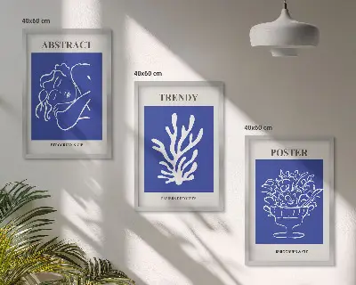 Set de tablouri decorative postere cu design elegant în nuanțe de albastru