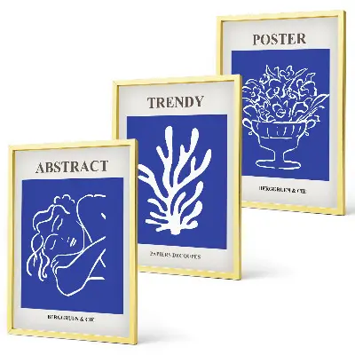 Set de tablouri decorative postere cu design elegant în nuanțe de albastru