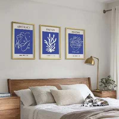 Set de tablouri decorative postere cu design elegant în nuanțe de albastru