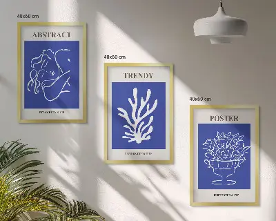 Set de tablouri decorative postere cu design elegant în nuanțe de albastru