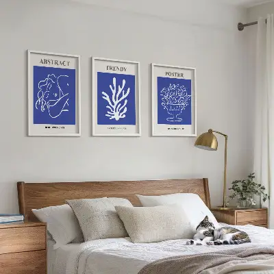 Set de tablouri decorative postere cu design elegant în nuanțe de albastru