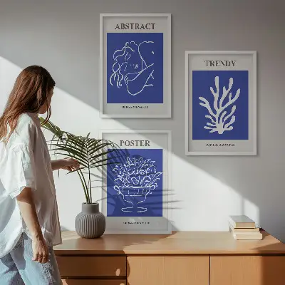 Set de tablouri decorative postere cu design elegant în nuanțe de albastru