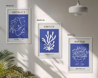 Set de tablouri decorative postere cu design elegant în nuanțe de albastru
