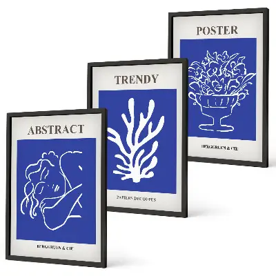 Set de tablouri decorative postere cu design elegant în nuanțe de albastru