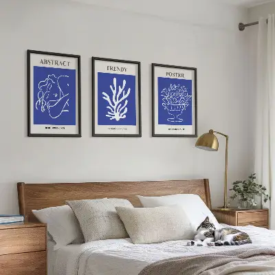 Set de tablouri decorative postere cu design elegant în nuanțe de albastru
