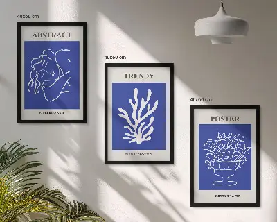 Set de tablouri decorative postere cu design elegant în nuanțe de albastru
