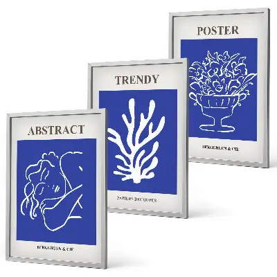 Set de tablouri decorative postere cu design elegant în nuanțe de albastru