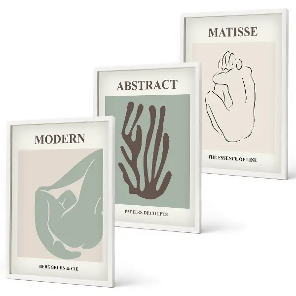Set de tablouri decorative cu picturi abstracte elegante în stil Matisse