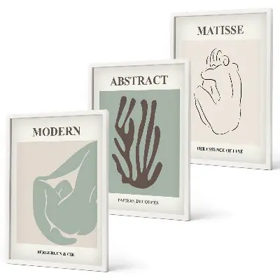 Set de tablouri decorative cu picturi abstracte elegante în stil Matisse