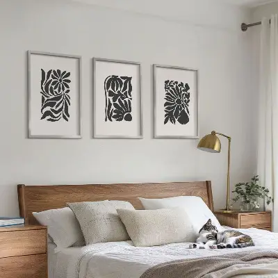 Set de tablouri pentru dormitor cu modele abstracte de plante