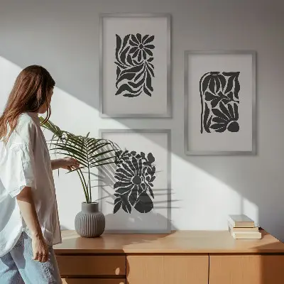 Set de tablouri pentru dormitor cu modele abstracte de plante