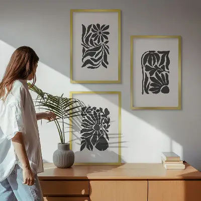 Set de tablouri pentru dormitor cu modele abstracte de plante