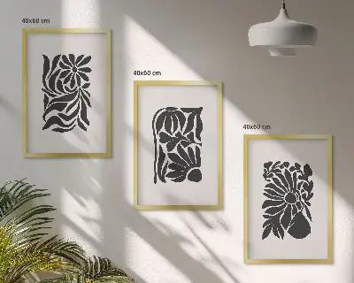 Set de tablouri pentru dormitor cu modele abstracte de plante