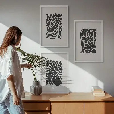 Set de tablouri pentru dormitor cu modele abstracte de plante