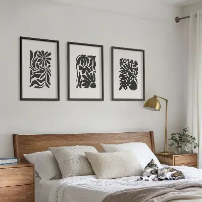 Set de tablouri pentru dormitor cu modele abstracte de plante