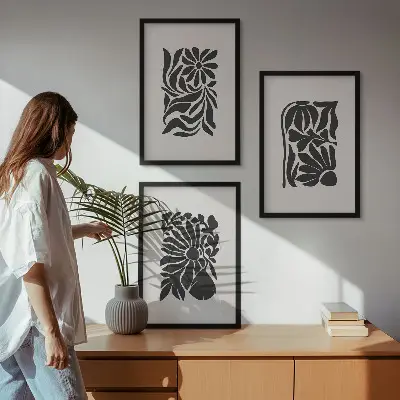 Set de tablouri pentru dormitor cu modele abstracte de plante