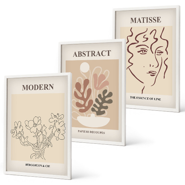 Set tablouri pentru dormitor Linii moderne de plante