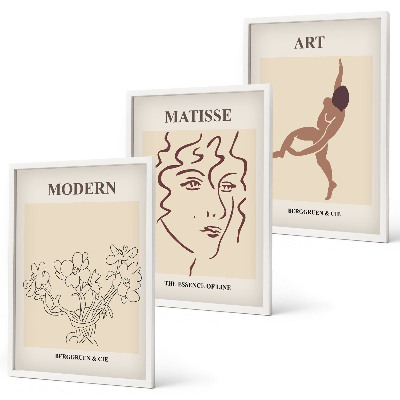 Set tablouri decorative Grafică elegantă cu flori și personaje