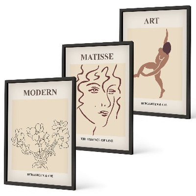 Set tablouri decorative Grafică elegantă cu flori și personaje