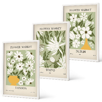 Set tablouri decorative Modele florale Londra Tokyo Dublin