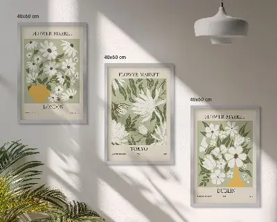 Set de tablouri decorative cu modele florale Londra Tokyo Dublin