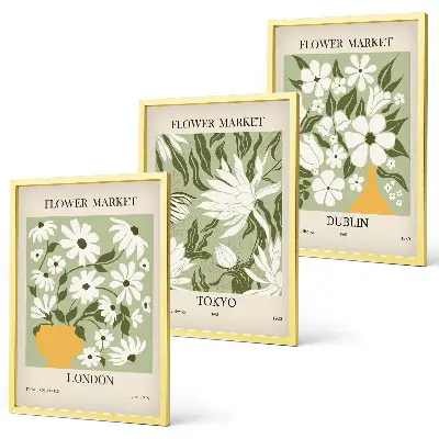 Set de tablouri decorative cu modele florale Londra Tokyo Dublin