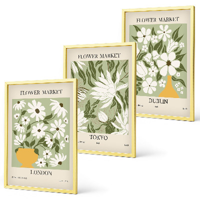Set tablouri decorative Modele florale Londra Tokyo Dublin