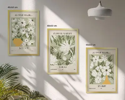 Set de tablouri decorative cu modele florale Londra Tokyo Dublin