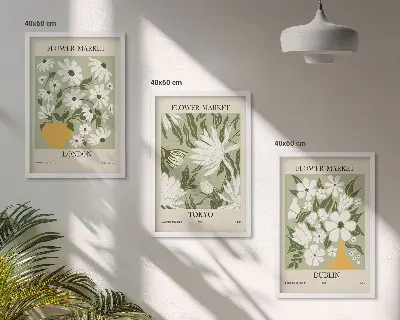 Set de tablouri decorative cu modele florale Londra Tokyo Dublin