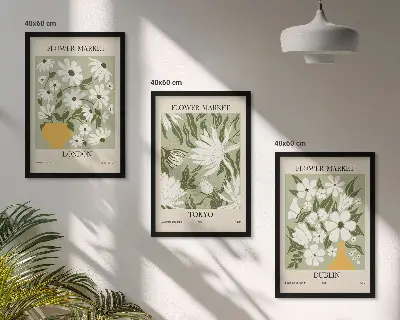 Set de tablouri decorative cu modele florale Londra Tokyo Dublin