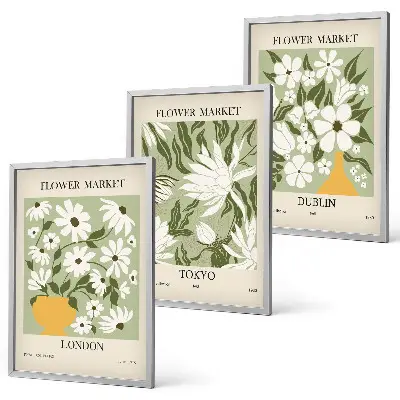 Set de tablouri decorative cu modele florale Londra Tokyo Dublin