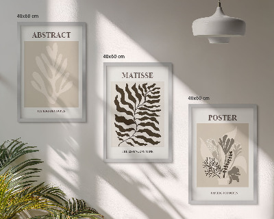 Set tablouri pentru dormitor Modele de plante bej-maro