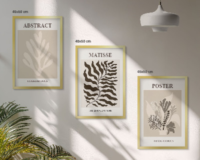 Set tablouri pentru dormitor Modele de plante bej-maro