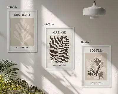 Set tablouri pentru dormitor cu modele de plante bej-maro