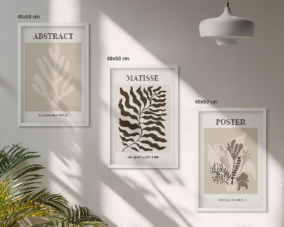 Set tablouri pentru dormitor Modele de plante bej-maro