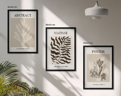 Set tablouri pentru dormitor Modele de plante bej-maro