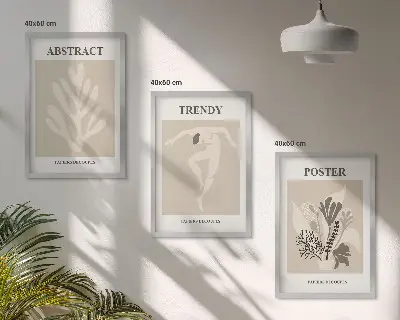 Set tablouri pentru dormitor cu modele florale în nuanțe de bej și maro