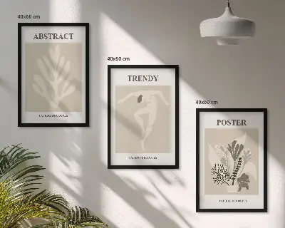 Set tablouri pentru dormitor cu modele florale în nuanțe de bej și maro