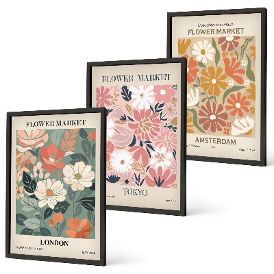 Set tablouri pentru dormitor Modele florale Londra Tokyo Amsterdam