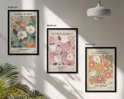 Set de tablouri pentru dormitor cu modele florale inspirate din Londra Tokyo și Amsterdam