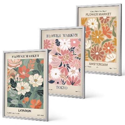 Set tablouri pentru dormitor Modele florale Londra Tokyo Amsterdam