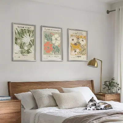 Set de tablouri pentru dormitor cu motive florale din orașe ale lumii