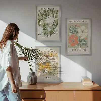 Set de tablouri pentru dormitor cu motive florale din orașe ale lumii