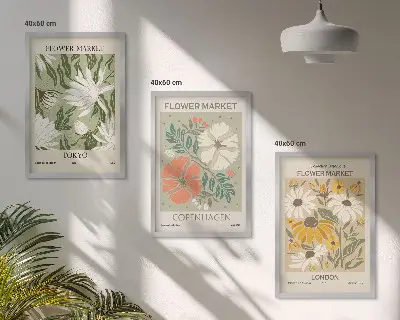 Set de tablouri pentru dormitor cu motive florale din orașe ale lumii